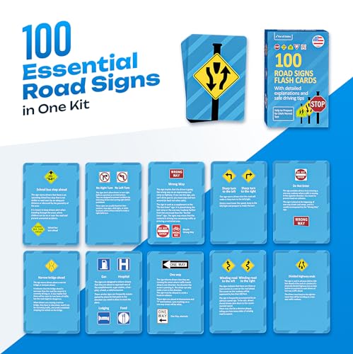 WELL BALANCED Road Signs Flash Cards with Detailed Explanations and Safe Driving Tips Stocking Stuffers for Teens Teen Boy Gifts Gifts for Teen Boys Teenage Boy Gift Educational Gift - Image 5