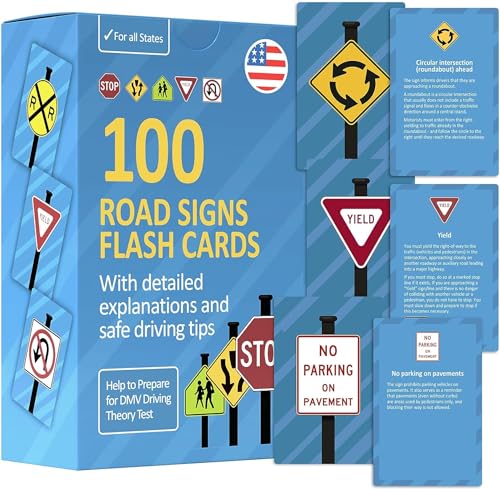 WELL BALANCED Road Signs Flash Cards with Detailed Explanations and Safe Driving Tips Stocking Stuffers for Teens Teen Boy Gifts Gifts for Teen Boys Teenage Boy Gift Educational Gift - Image 1