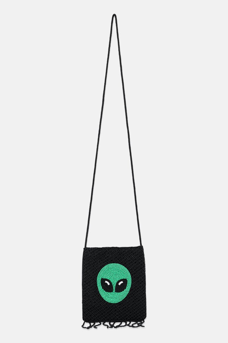 Bershka Women Beans Phone Pouch, Black - Image 1