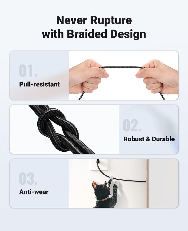 FEDUS Cat8 Ethernet Cable,15Mtr 49.2Ft Braided Lan Cable Heavy Duty 5G Ready 40Gbps High-Speed Double Shielded Internet Cable2000Mhz Network Cord For Router Pc Laptop Gaming Modem Ps4 Xbox,BLACK - Image 4