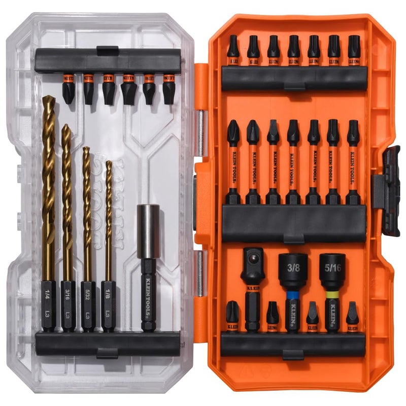 Klein Tools 33811 Drill and Driver Bit Set 32-Piece, Impact Driver Set, Titanium Coated Drill Bits, Precision Machined, MODbox Compatible Storage Case, Professional Tool Kit - Image 1