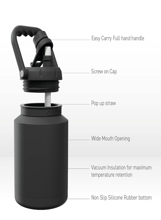أسوبو إبريق أسوبو ميني من الفولاذ المقاوم للصدأ مزدوج الجدران معزول بتفريغ الهواء سعة 33 أونصة مع مقبض حمل كامل سهل الاستخدام وماصة قابلة للسحب (أسود) - Image 3