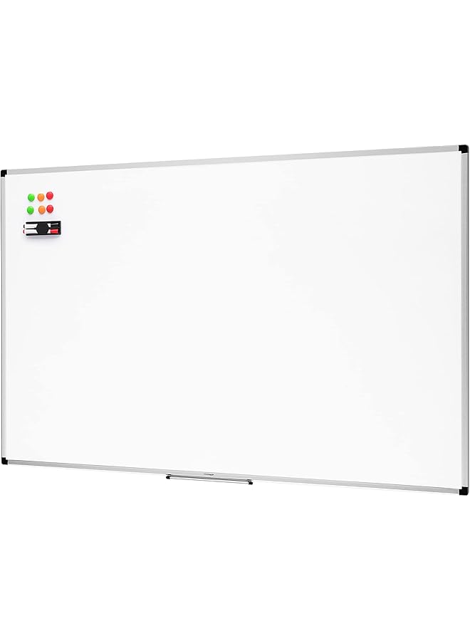 إيروريكس سبورة بيضاء مغناطيسية مع درج أقلام وحواف من الألومنيوم وسطح للكتابة قابل للمسح الجاف 90 × 60 سم عرض × ارتفاع، أبيض - Image 1