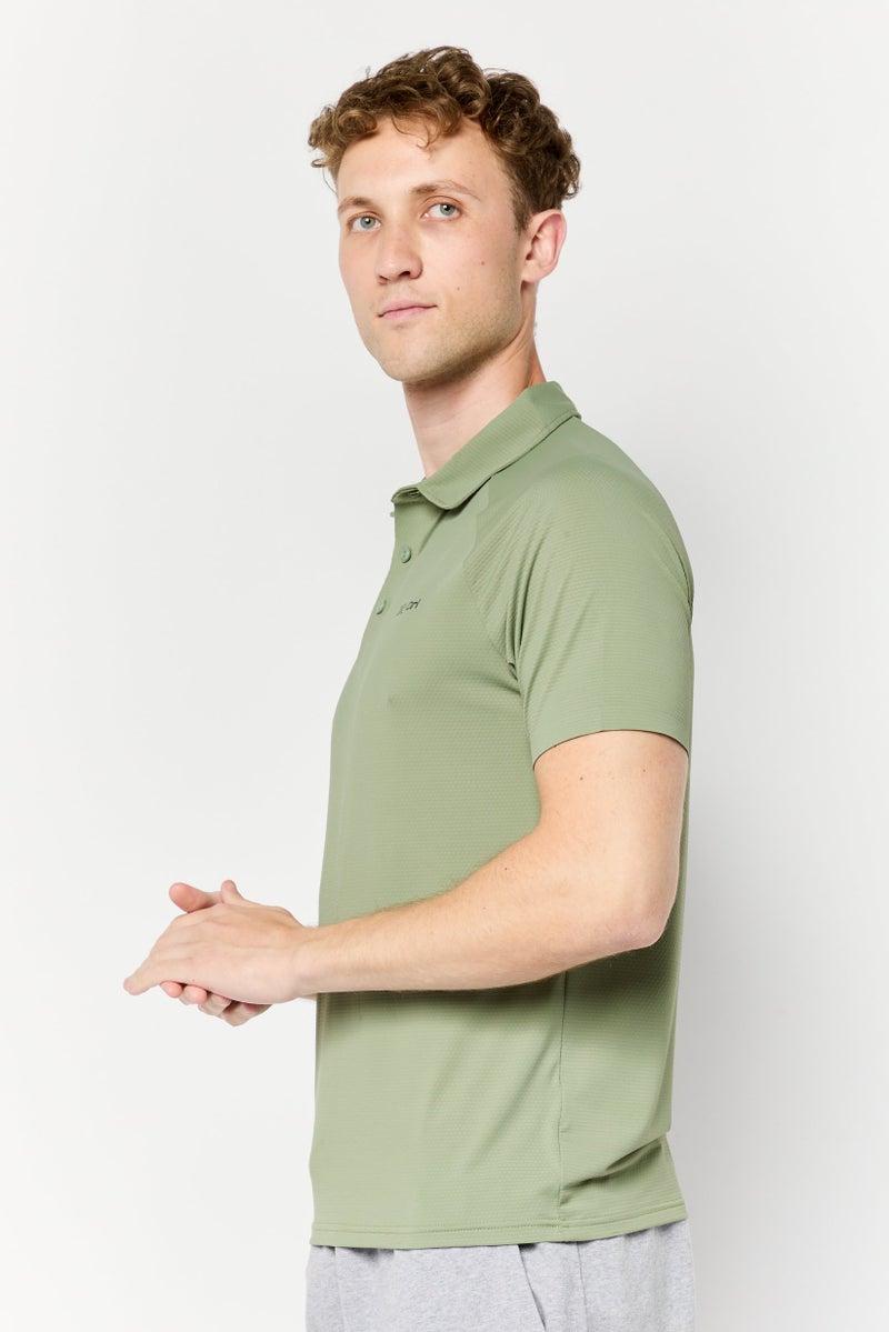 RBX Men Sportswear Fit Short Sleeve Outdoor Polo Shirt, Olive - Image 3