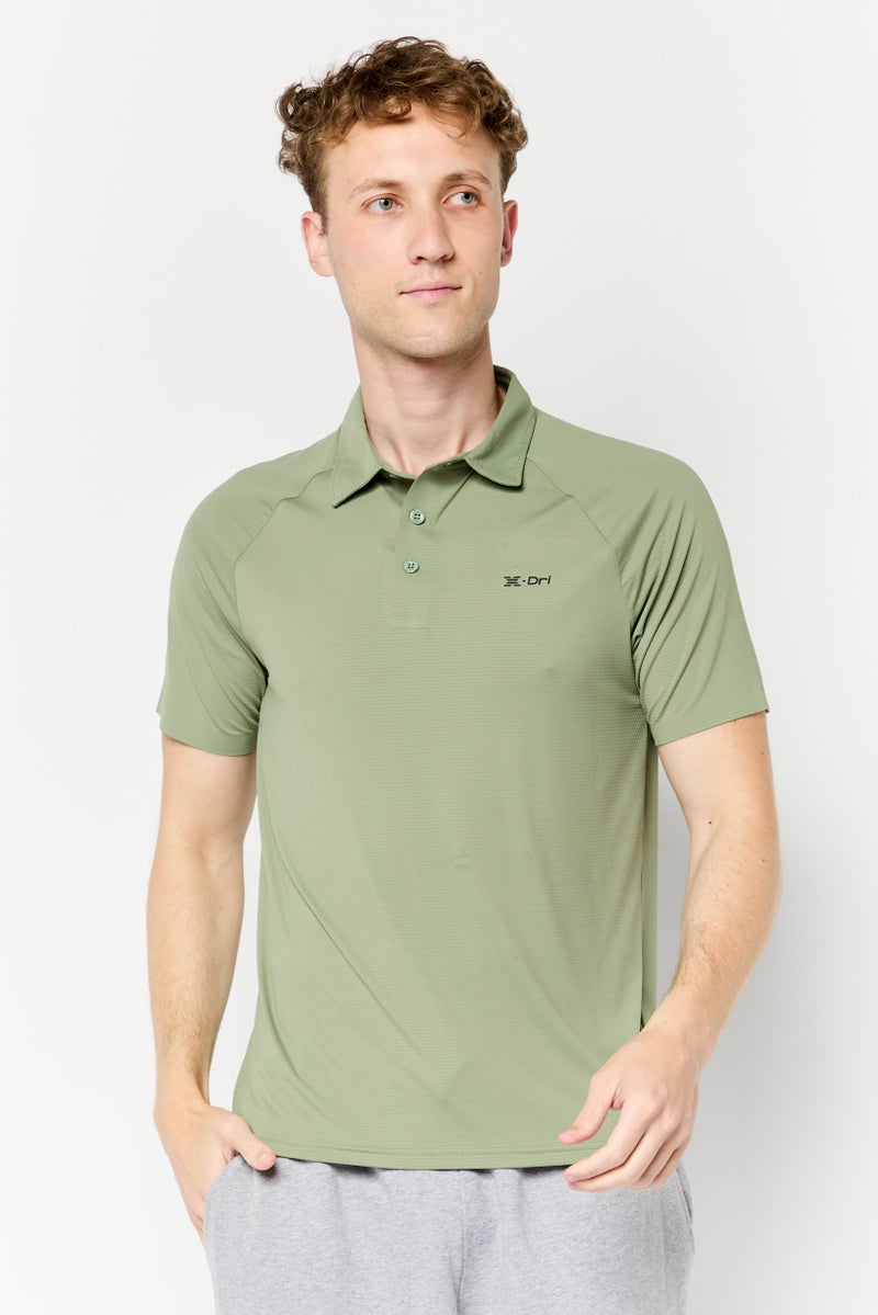 RBX Men Sportswear Fit Short Sleeve Outdoor Polo Shirt, Olive - Image 1