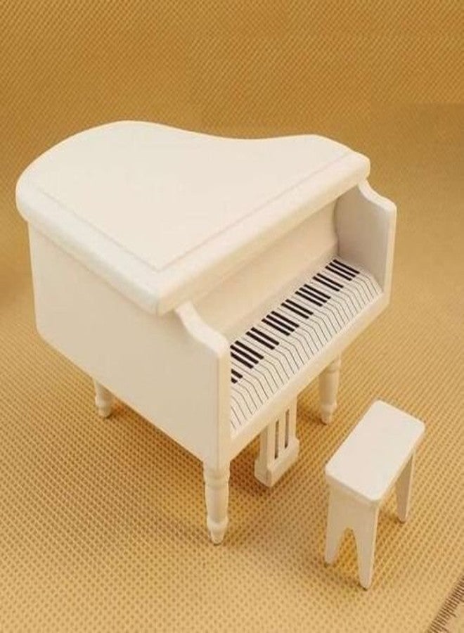 EatingBiting Dollhouse Miniature Doll Piano with Chair,1:12 Dollhouse Miniature Furniture White Piano with Chair Dollhouse Miniature 1:12 Scale Fairy Doll Home Scene, Elegant Vivid - Image 1