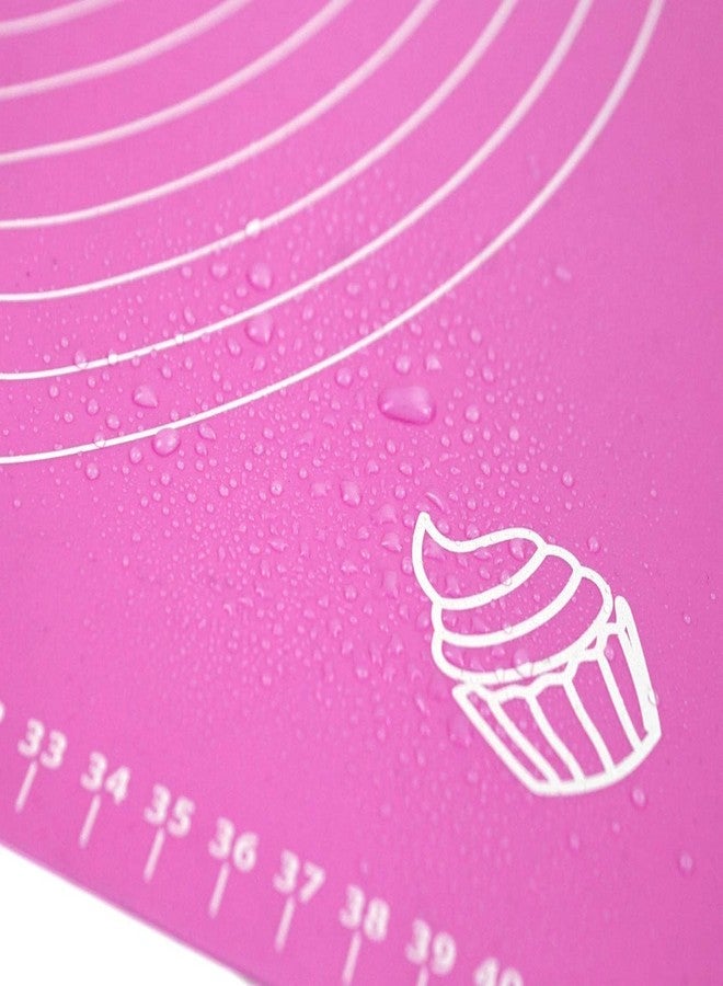 TAGPR Silicone Baking Mat Roti mat Silicone Chapati Atta Kneading Mat Non Stick Fondant Rolling Mat Stretchable for Kitchen Roti Chapati Cake Baking Mat (Pink 50x40cm) - Image 2