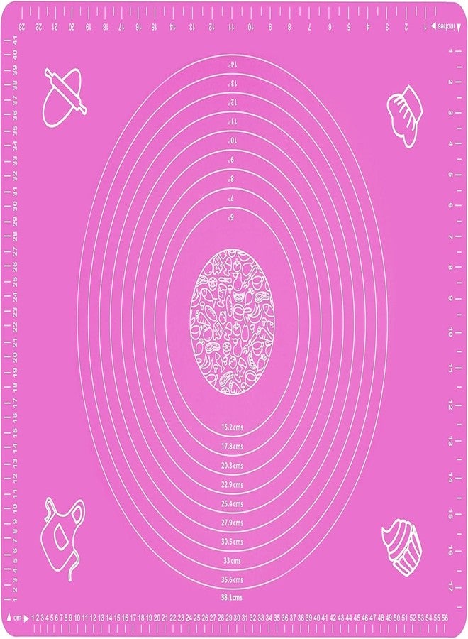 TAGPR Silicone Baking Mat Roti mat Silicone Chapati Atta Kneading Mat Non Stick Fondant Rolling Mat Stretchable for Kitchen Roti Chapati Cake Baking Mat (Pink 50x40cm) - Image 1
