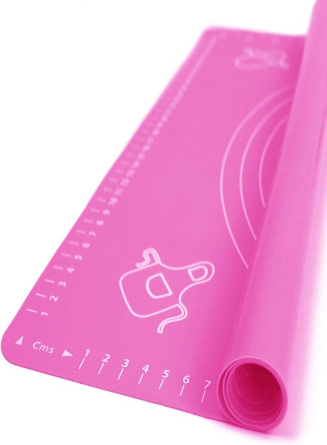 TAGPR Silicone Baking Mat Roti mat Silicone Chapati Atta Kneading Mat Non Stick Fondant Rolling Mat Stretchable for Kitchen Roti Chapati Cake Baking Mat (Pink 50x40cm) - Image 3
