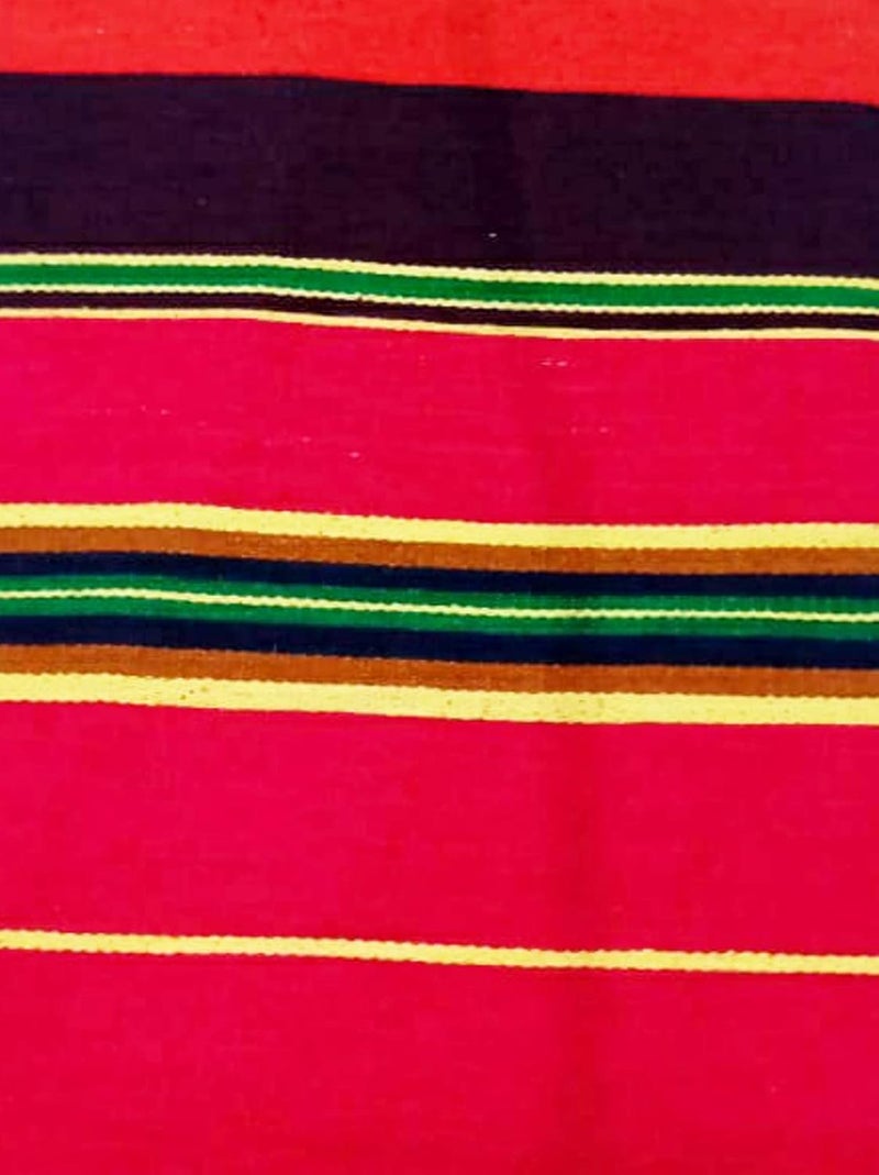 Gouri textiles Striped Satranji Rug Multicolour Cotton 75 Ft x 5 Ft