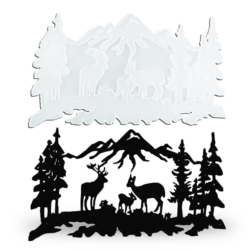 Deers Family Wall Decor Resin Mold Deer Wall Art Silicone Mold for Epoxy Resin CastingWall Mount Decor DIY Animal Resin Casting Craft
