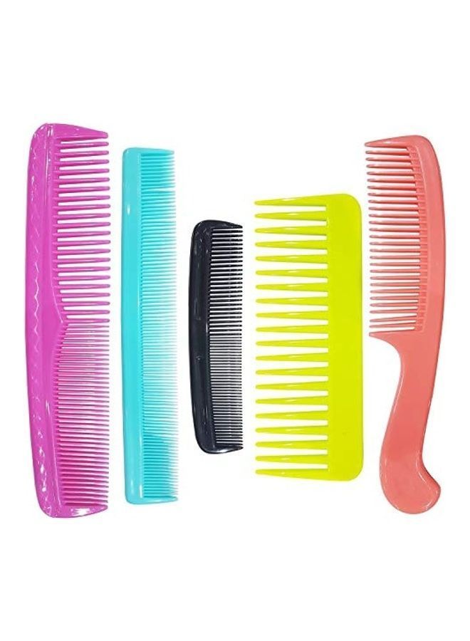 NIBEMINENT Plastic Hair Comb Set of 5 Multicolour - Image 1
