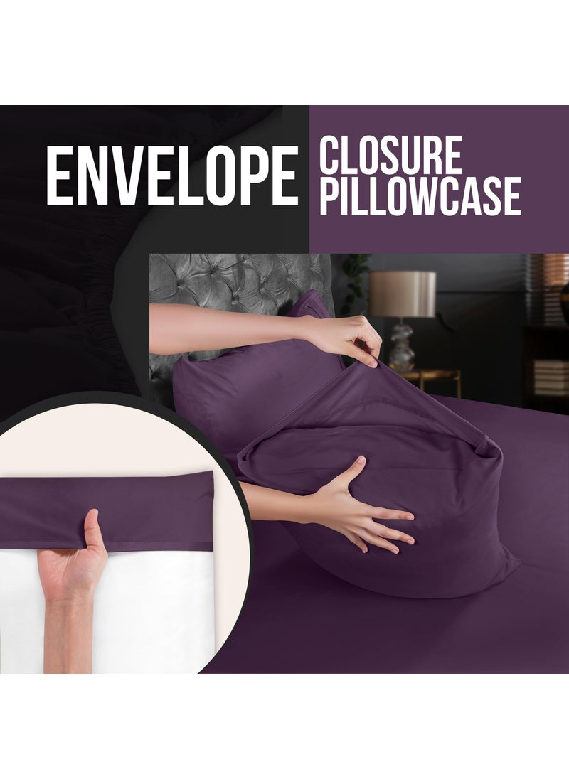 Utopia Bedding Utopia Bedding King Pillow Cases - 2 Pack - Envelope Closure - Soft Brushed Microfiber Fabric - Shrinkage and Fade Resistant Pillow Covers 20 X 40 Inches (King  Purple)  - Image 3