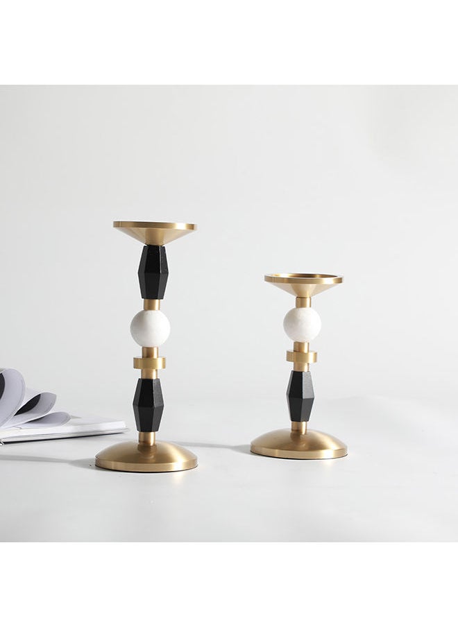 AL HUZAIFA FURNITURE - Geo Stones, Candle Holder, Aluminum, Marble & Wood - Image 1
