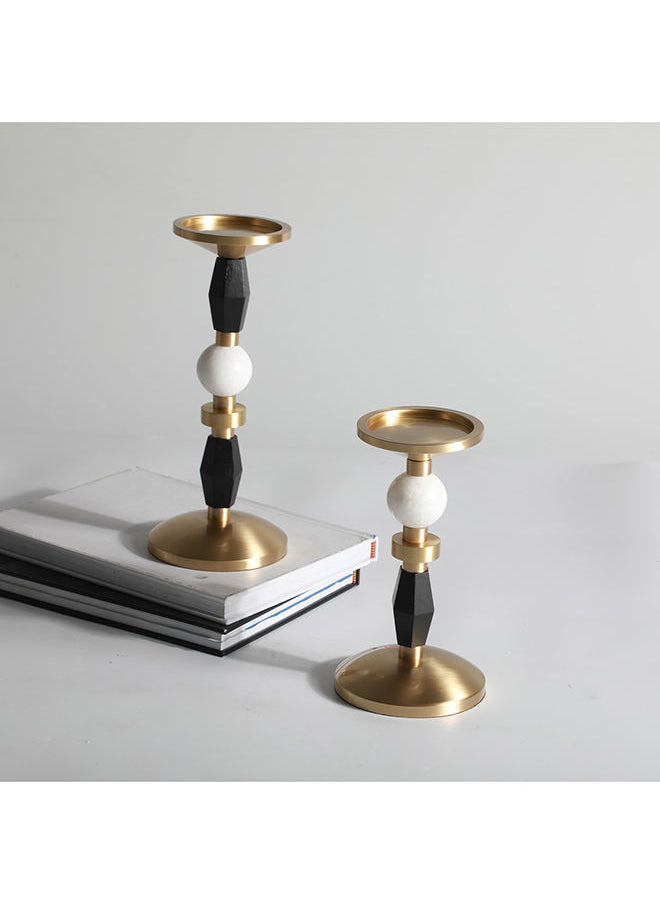 AL HUZAIFA FURNITURE - Geo Stones, Candle Holder, Aluminum, Marble & Wood - Image 1