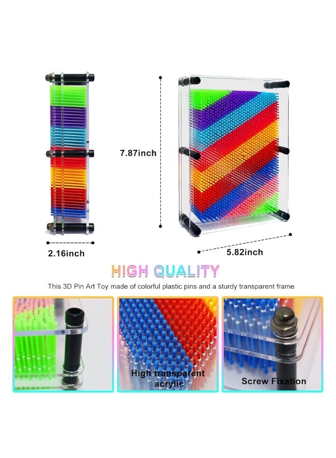 Hsxfl Classic 3D Pin Art Board Toy Sculpture  8in x 6in Large Size 3D Pin Art Toys for Kids Boys Girls Sensory Toys Birthday Gifts Fidget Toys Multicolor - Image 1