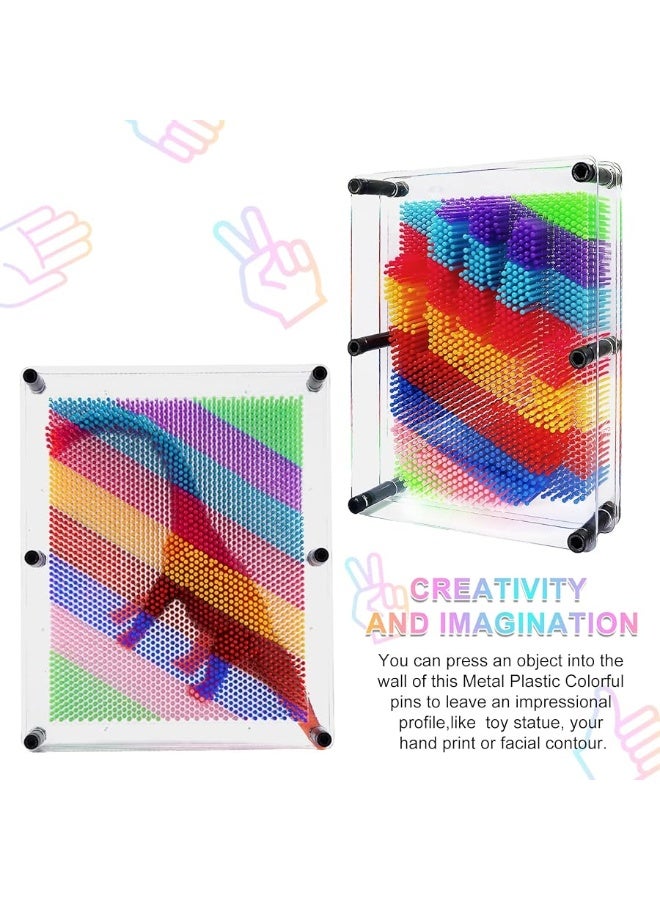 Hsxfl Classic 3D Pin Art Board Toy Sculpture  8in x 6in Large Size 3D Pin Art Toys for Kids Boys Girls Sensory Toys Birthday Gifts Fidget Toys Multicolor - Image 5