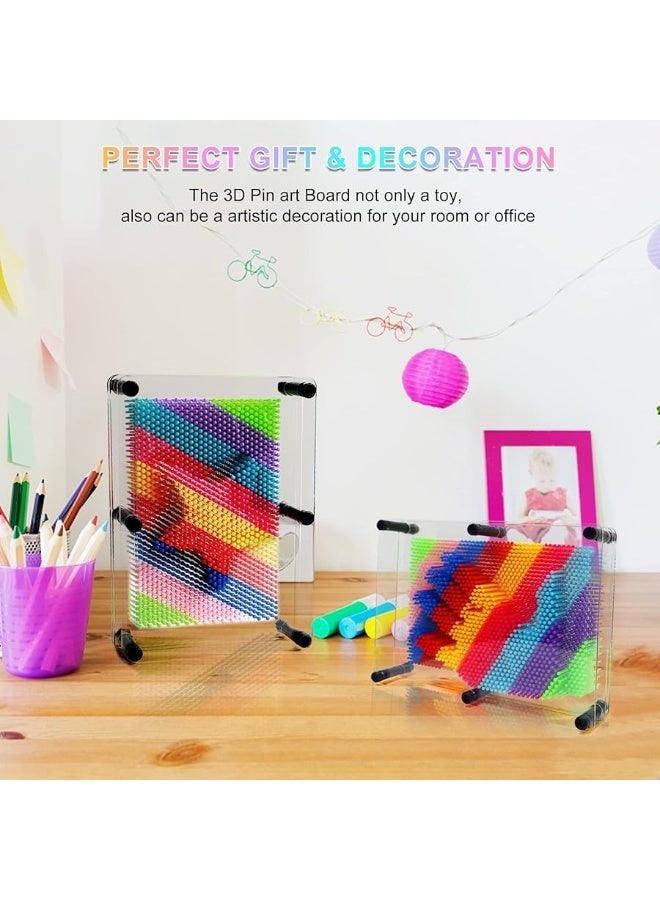 Hsxfl Classic 3D Pin Art Board Toy Sculpture  8in x 6in Large Size 3D Pin Art Toys for Kids Boys Girls Sensory Toys Birthday Gifts Fidget Toys Multicolor - Image 3