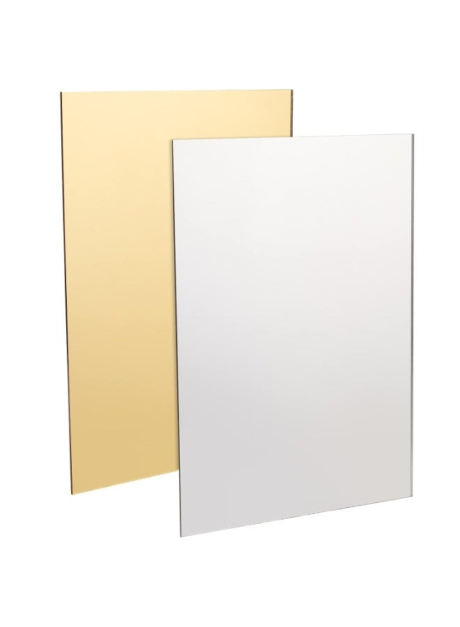 Slasa SLASA 2 Pack Acrylic Mirror Sheets – Gold & Silver – 20x30cm (7.87"x11.81") – 3mm Thick – Plastic Mirror Panels with Lamination for DIY Crafts, Signage & Decoration - Image 1