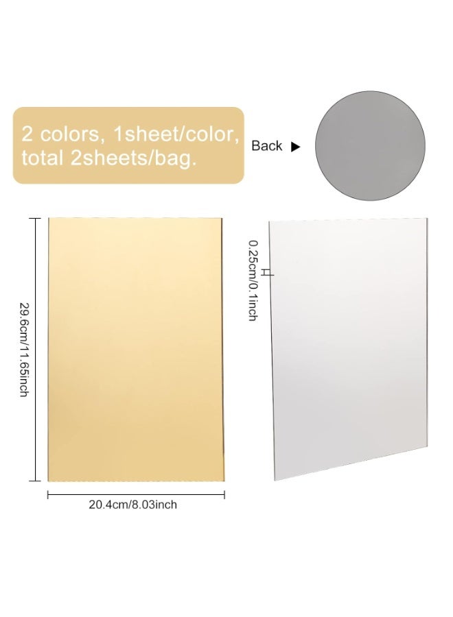 Slasa SLASA 2 Pack Acrylic Mirror Sheets – Gold & Silver – 20x30cm (7.87"x11.81") – 3mm Thick – Plastic Mirror Panels with Lamination for DIY Crafts, Signage & Decoration - Image 2