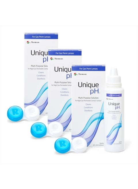 Unique pH Multi-Purpose Solution with RGP Lens Case, 4 Fl Oz (Pack of 3)