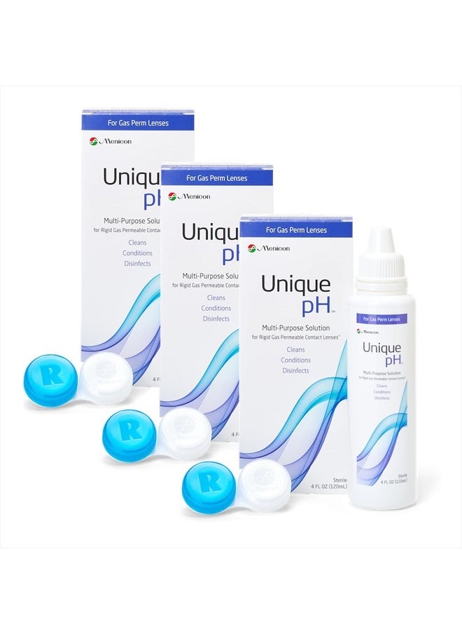 Menicon - Unique pH Multi-Purpose Solution with RGP Lens Case, 4 Fl Oz (Pack of 3) - Image 1
