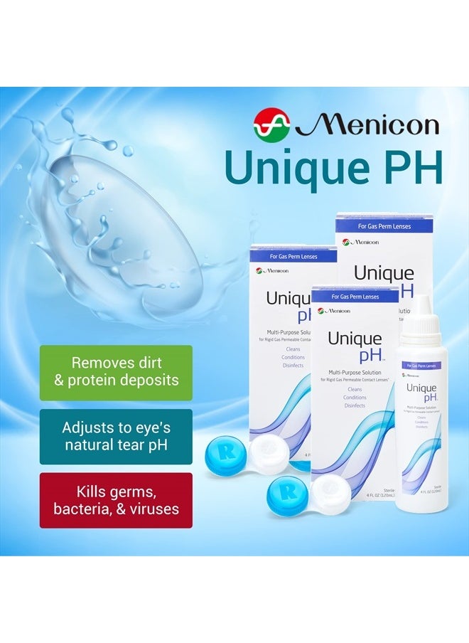 Menicon - Unique pH Multi-Purpose Solution with RGP Lens Case, 4 Fl Oz (Pack of 3) - Image 1