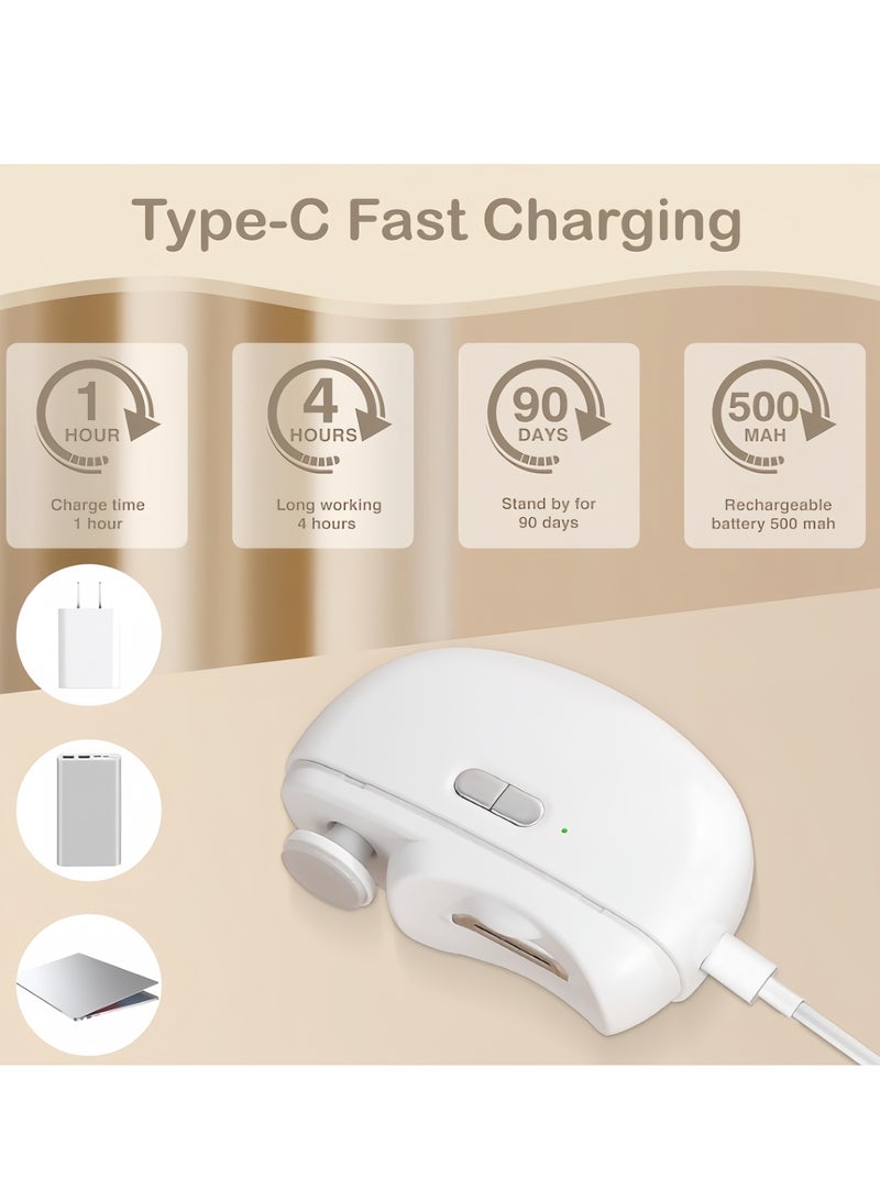Electric Nail Clipper, 2-in-1 Electric Polishing Automatic Nail Clippers Pro with Light Trimmer, Nail Cutter Manicure for Baby Elderly Care Tools, Nail Trimmer, Electric Polishing Nail Clipper (White)  - Image 4