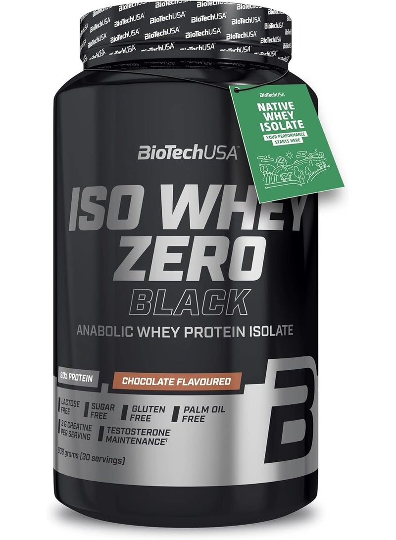 BioTechUSA Iso Whey Protein Zero Black Protein with Creatine, Zinc, Vitamin B3 and Amino Acids Chocolate 908g - Image 1