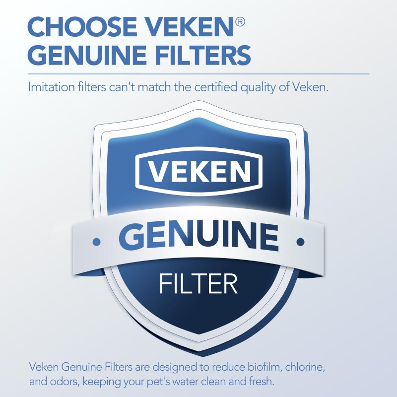 Veken Cat Water Fountain Filters, 8 Pack Replacement Filters & 8 Pack Replacement Pre-Filter Sponges Set for 50oz, 84oz, 95oz or 108oz Automatic Pet Fountain Dog Water Dispenser - Image 2