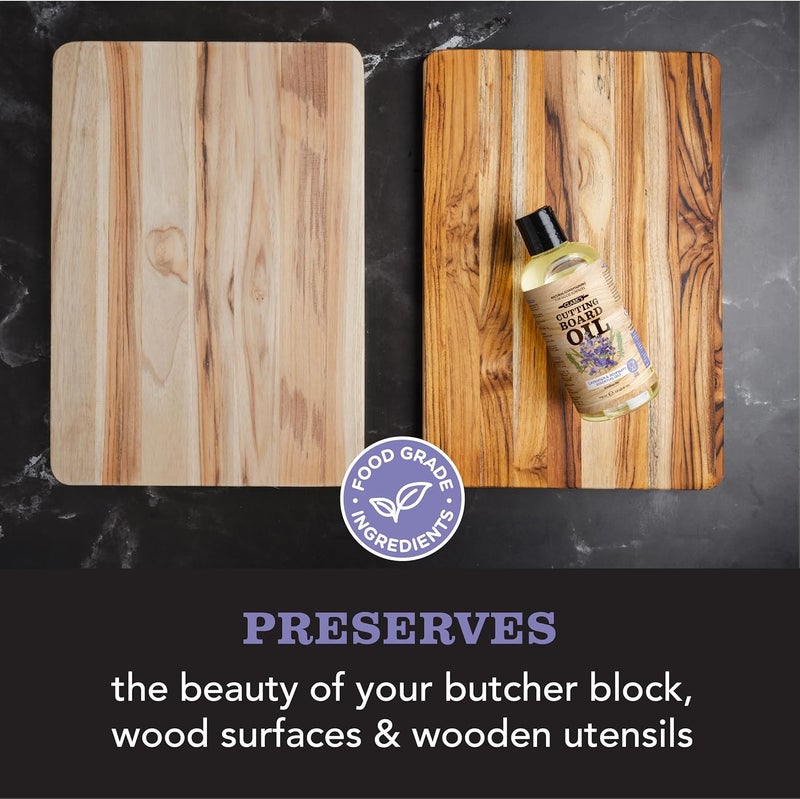 Clark's Food Grade Mineral Oil (12oz) and Carnauba Wax (6oz) Set - 100% Natural Butcher Block Oil and Cutting Board Wax - Food Safe Beeswax and Wood Cutting Board Oil with Lavender & Rosemary Extract - Image 2