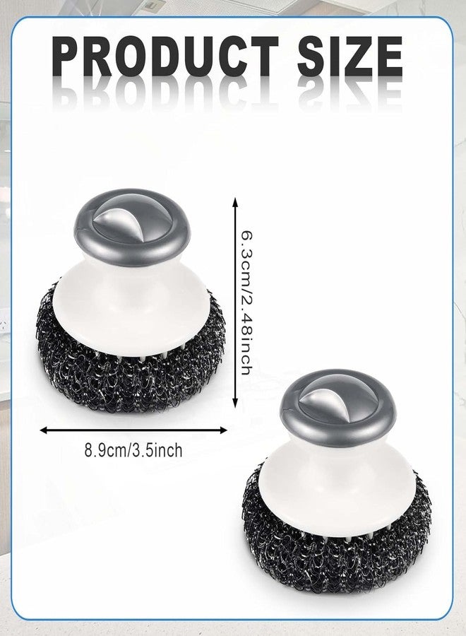 SRN ENTERPRISE Stainless Steel Wool Scrubber with Handle, Heavy Duty Steel Scourer Pot Scrubbers Dish Scrubber Portable Stainless Steel Scrubbing Brushes for Cleaning Kitchen (Pack of 2) - Image 5