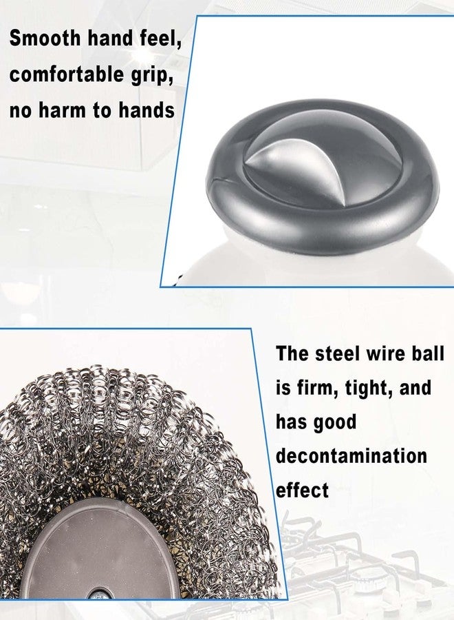 SRN ENTERPRISE Stainless Steel Wool Scrubber with Handle, Heavy Duty Steel Scourer Pot Scrubbers Dish Scrubber Portable Stainless Steel Scrubbing Brushes for Cleaning Kitchen (Pack of 2) - Image 3