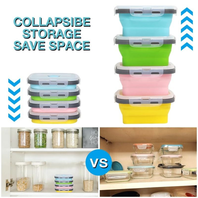 Collapsible Silicone Food Container: 4-Pack 12 Oz Space-Saving Design - Leak-Proof Airtight Seal Microwave Safe Food Storage for Camping Hiking Picnic Small Kitchens Dorm Rooms RVs - Image 5