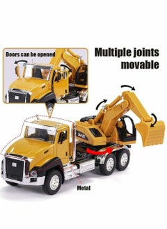Y&D Model Toys Cars, 3 Pack of Diecast Engineering Construction Vehicles, Metal Collectible Pull Back Car with Opening Doors for Boys and Girls (Dump Truck, Digger, Mixer Truck)  - Image 2