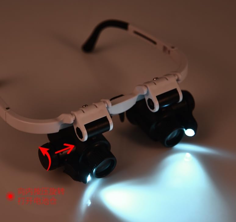 Clobeau Magnifying Glasses 8X 15X 23X Magnifier LED Headband Glass Eye Magnifying Repair Tool Watchmaking Coin Stamp Currency Book Errors Jewelry Necklace Magnifier Glasses Beading Biology Loupe Microscope - Image 2