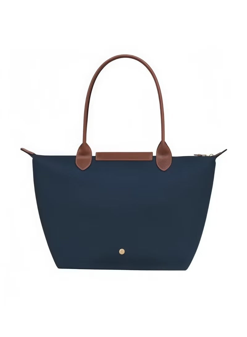 Longchamp Women’s Camera Shoulder Bag | Large Capacity Tote | Recycled Polyamide Canvas | Leather Trim | Zip Closure | 28cm Ocean - Image 1