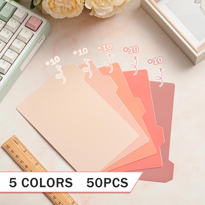 Harloon 50 Pack 4 x 6 Inch Index Card Dividers with 2 Number Alphabet Sticker with Tab, Dry Erase Index Card Guide Set, Photo Recipe Divider for Office Business Back to School Supplies, Boho Rose - Image 3