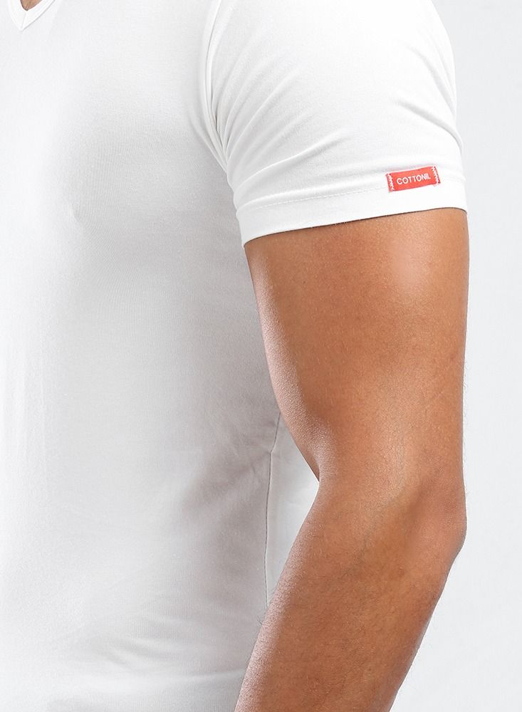V-Neck Cotton Stertch - White
