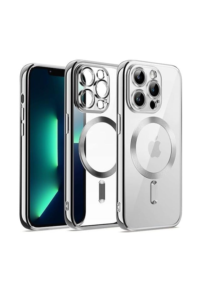 ten.tech Transparent Magnetic Protection Cover Compatible with MagSafe for iPhone 12 Pro Max Mobile Phone, Anti-Shock and Anti-Scratches, and Camera Lens Protector (silver) by Tin Tech  - Image 1