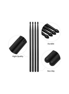 Excefore 2 Pairs 5A Nylon Drumsticks for Adults and Kids Light Durable Plastic Drum Sticks Set with Non-Slip Handles Professional Musical Instrument Percussion Accessories Black  - Image 3