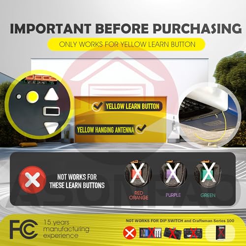 ASONPAO 2X 891LM LiftMaster Garage Door Opener Remote, Yellow Learn Button, 2011 to Present Models, 3-Year-Warranty - Image 2