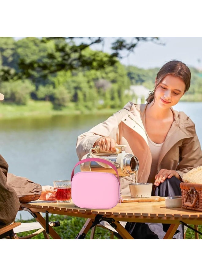 حقيبة مكياج بيضاوية الشكل مزودة بمقبض علوي عريض وسحاب مزدوج؛ حقيبة مكياج أنيقة ومقاومة للصدمات للاستخدام الاحترافي، تحتوي على عدة أقسام داخلية، بما في ذلك جيب شبكي علوي واسع الفتح وأقسام مرنة للفرش؛ مثالية للاستخدام اليومي والسفر. (وردي) - Image 5