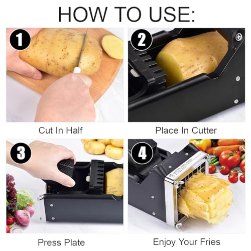 Sopito Potato Cutter, Sopito Home Made French Fry Cutter with 1/2 Inch Stainless Steel Blade Great for Potatoes Carrots Cucumbers - Image 5