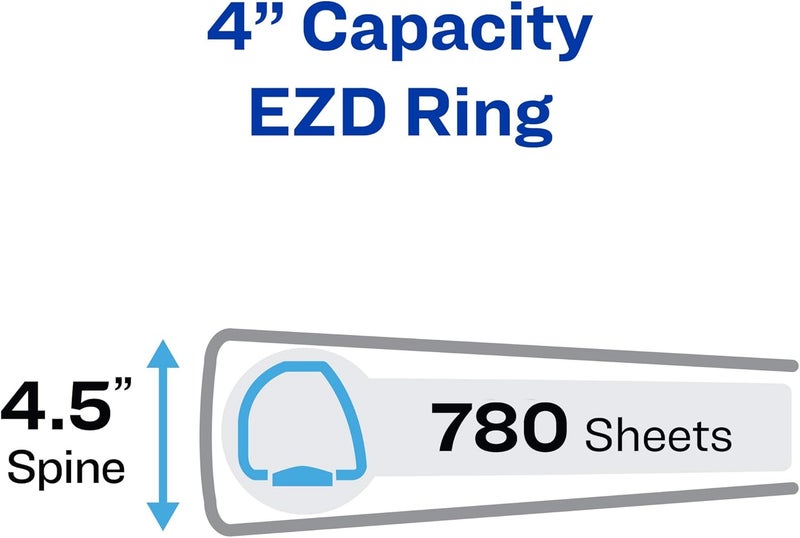AVERY Heavy-Duty View 3 Ring Binder, 4 Inch One Touch EZD Rings, 4.5 Inch Spine, 1 Pacific Blue Binder (79814) - Image 2