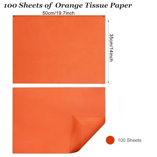 Undemouc 100 Sheets Orange Tissue Paper 20x14 Inches Tissue Paper Bulk for Bags Wrapping for DIY Crafts Birthday Weddings Baby Shower Thanksgiving Halloween Party Decor - Image 3