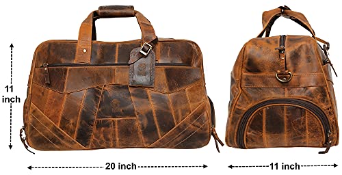 Rustic Town Leather Duffle Bags for Men - Handmade Full Grain Leather Weekender Bag with 2 Shoe Compartment, Underseat Carry On Travel Luggage - Image 2
