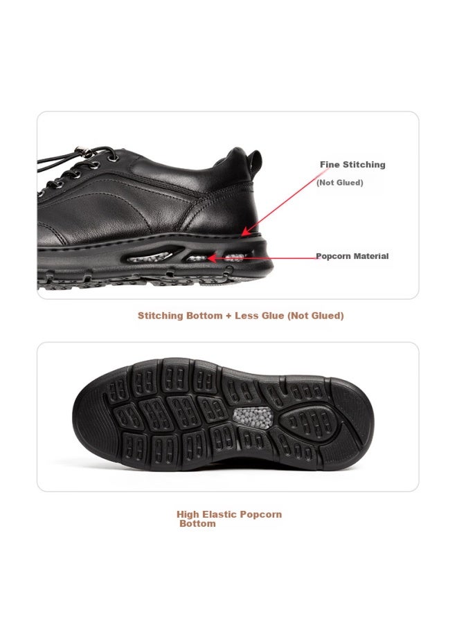 Satchi Men's Shoes, Fashionable And Flexible Sneakers, Outdoor Casual Leather Shoes, Thick-soled Casual Shoes 962462202z, Black A, Size 42 - Image 2