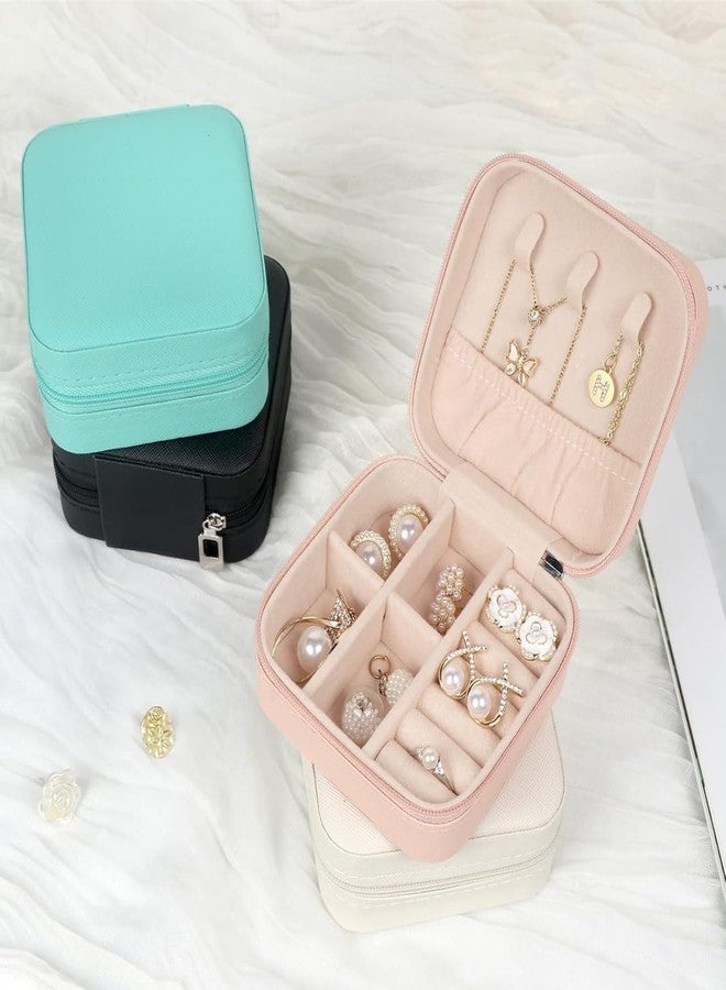 AJKN Ckps Jewellery Organiser Pu Leather Zipper Portable Storage Box Case With Dividers Container For Rings, Earrings, Necklace Home Organizer, Pink, Multicolor - Image 1
