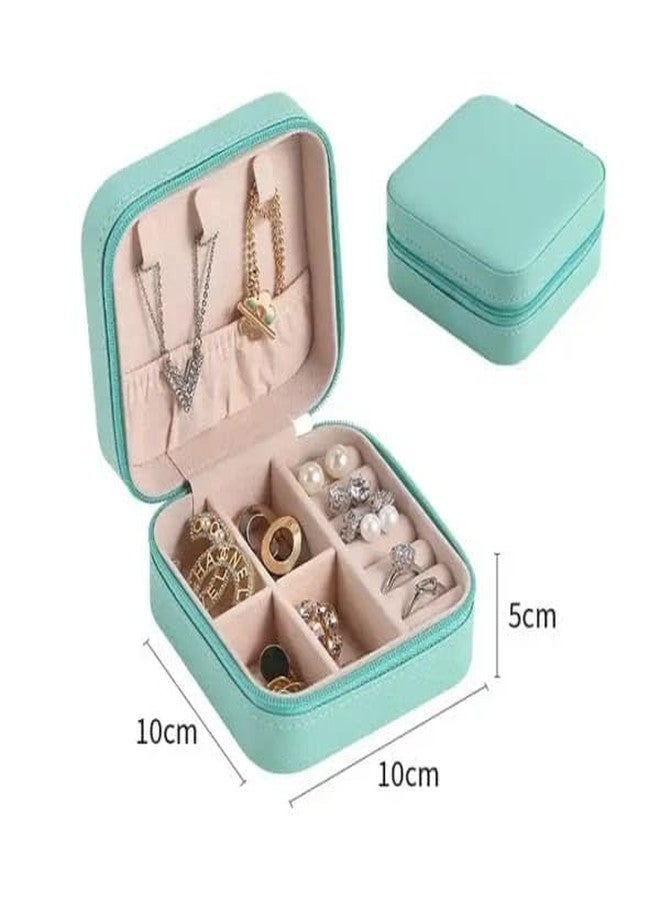 AJKN Ckps Jewellery Organiser Pu Leather Zipper Portable Storage Box Case With Dividers Container For Rings, Earrings, Necklace Home Organizer, Pink, Multicolor - Image 5